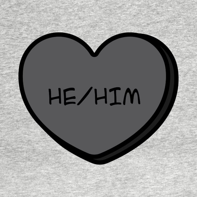 Pronoun He/Him Conversation Heart in Black by Art Additive